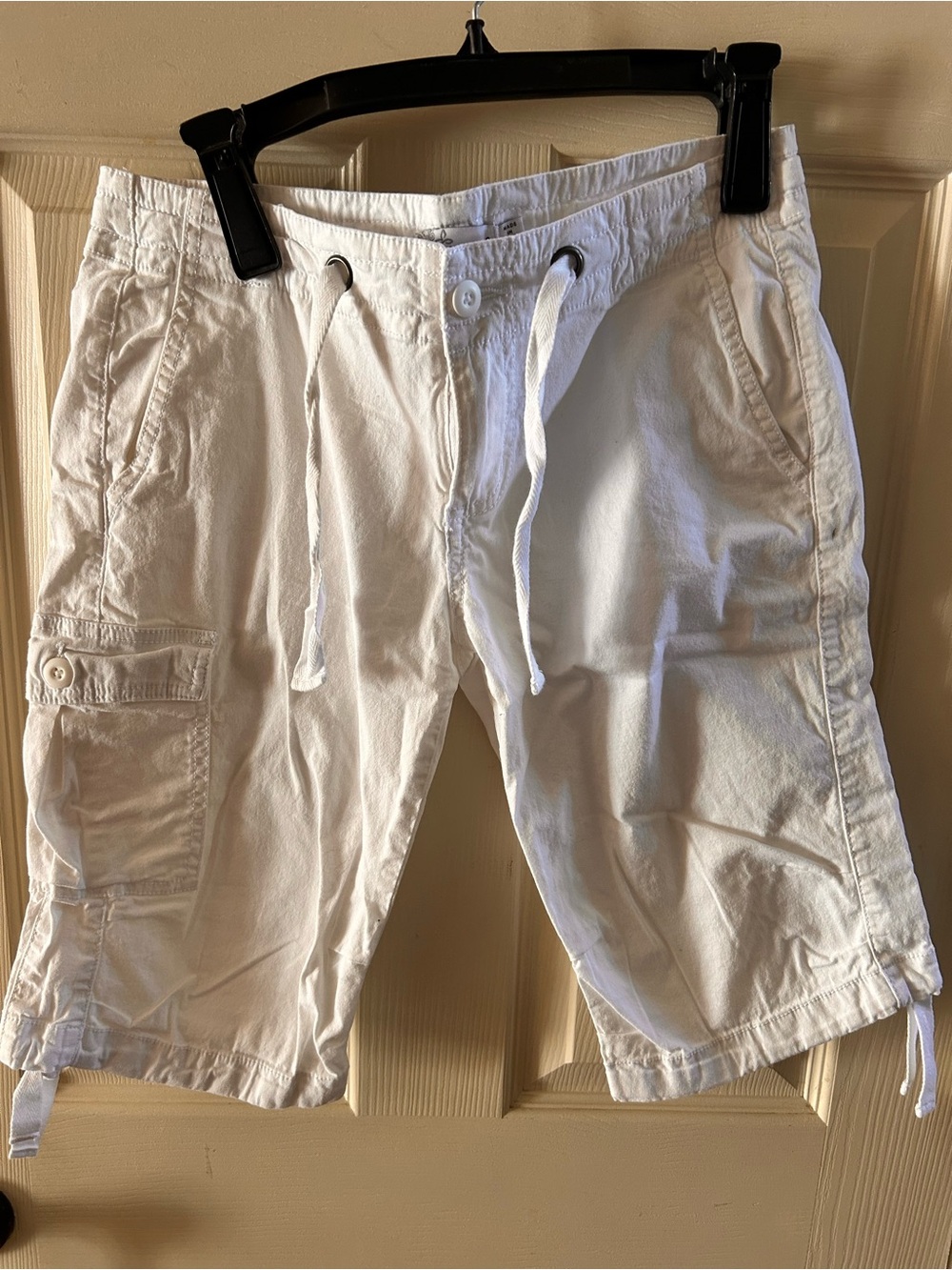 Prana White Women's Cargo Drawstring Bermudas